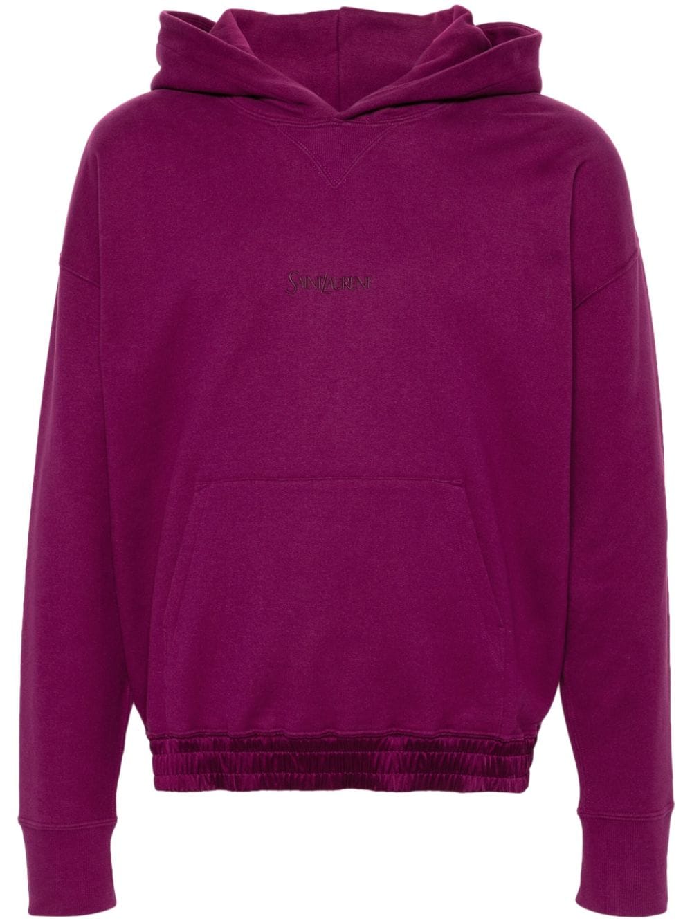 Saint Laurent logo-embroidered cotton hoodie - Purple von Saint Laurent
