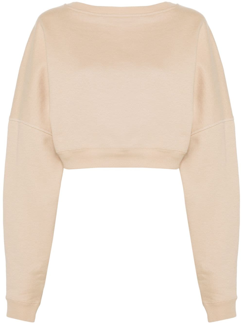 Saint Laurent logo-embroidered cropped sweatshirt - Neutrals von Saint Laurent