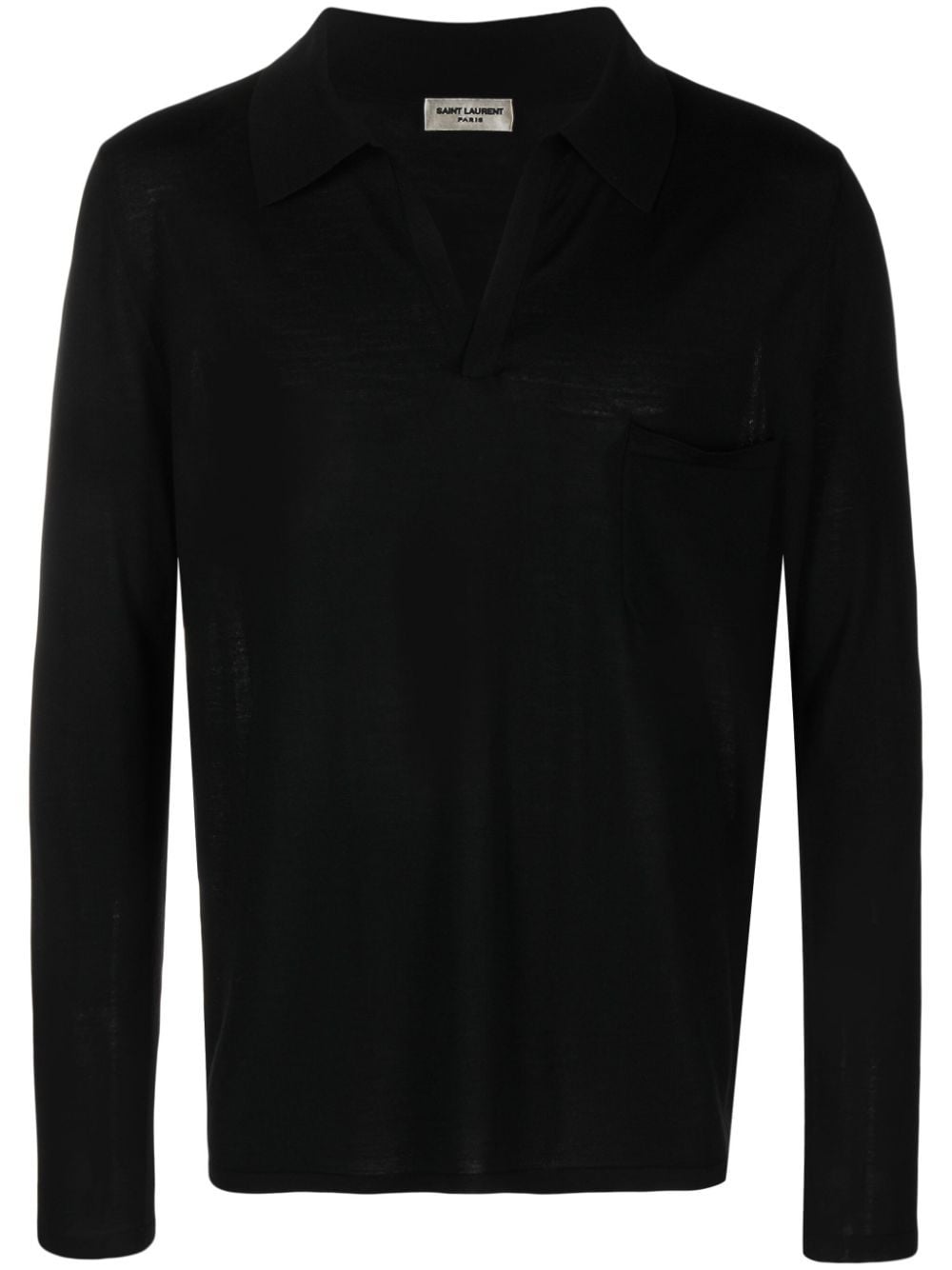 Saint Laurent logo-embroidered knitted polo shirt - Black von Saint Laurent