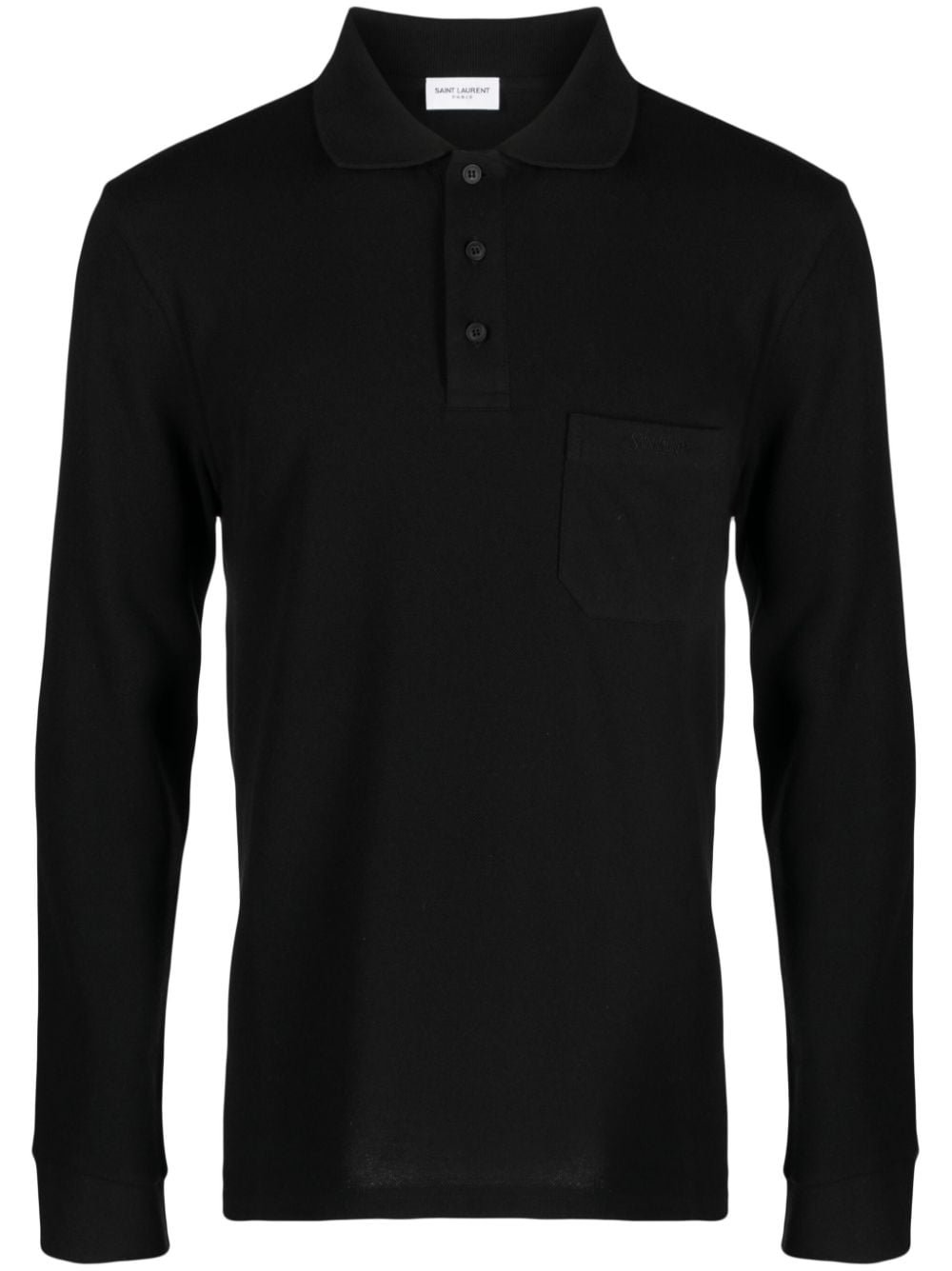 Saint Laurent logo-embroidered polo shirt - Black von Saint Laurent