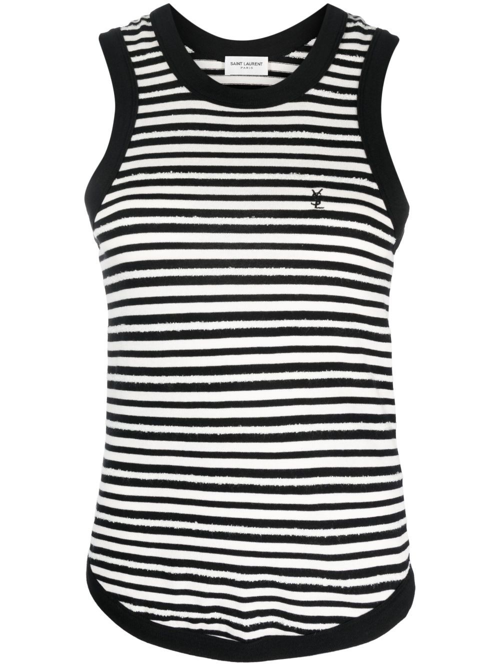 Saint Laurent logo-embroidered striped tank top - Black von Saint Laurent