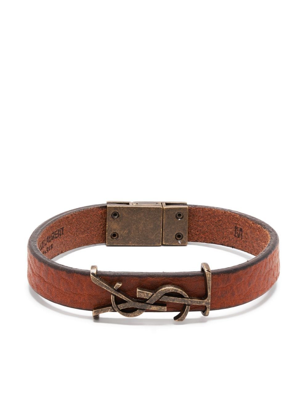 Saint Laurent logo lettering leather bracelet - Brown von Saint Laurent