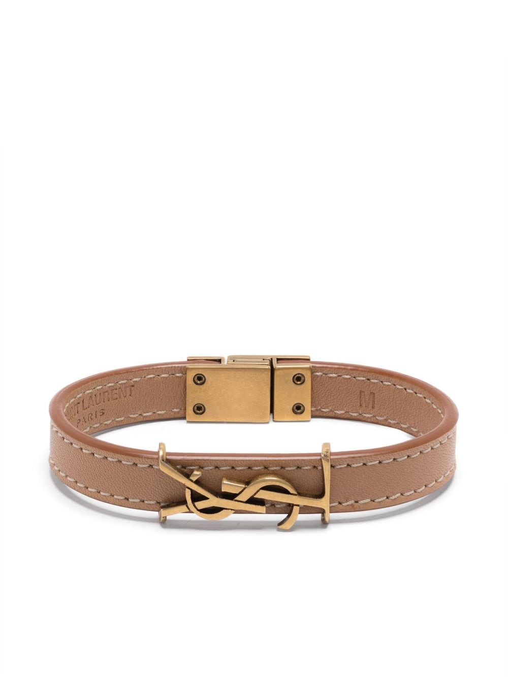 Saint Laurent logo-lettering leather bracelet - Gold von Saint Laurent