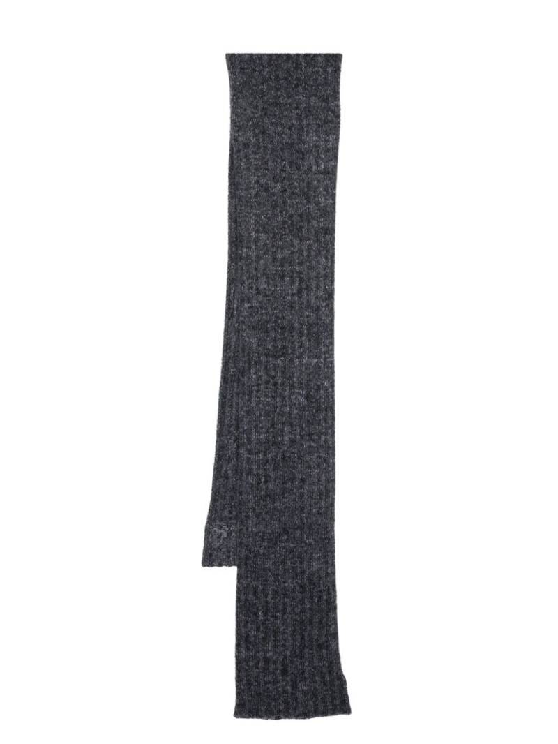 Saint Laurent logo-patch wool scarf - Grey von Saint Laurent