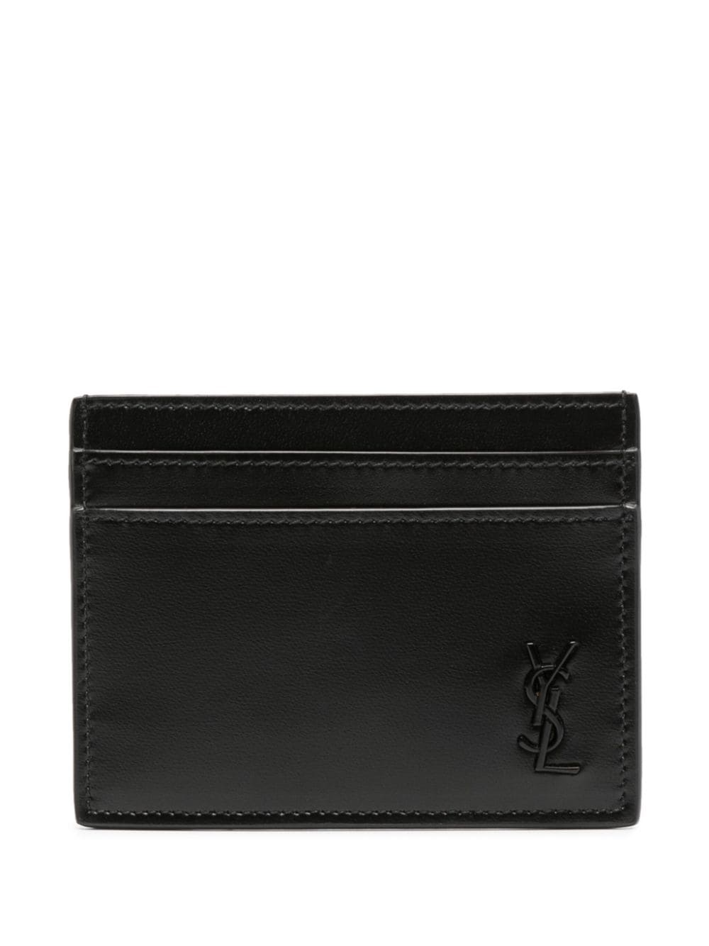 Saint Laurent logo plaque cardholder - Black von Saint Laurent