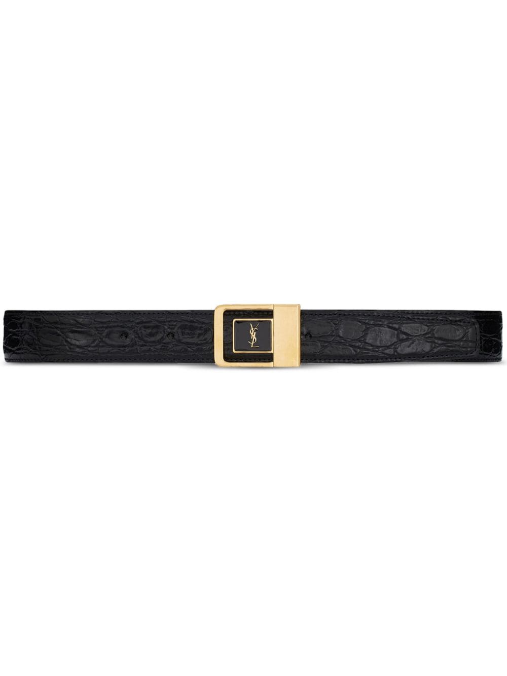 Saint Laurent logo-plaque leather belt - Black von Saint Laurent