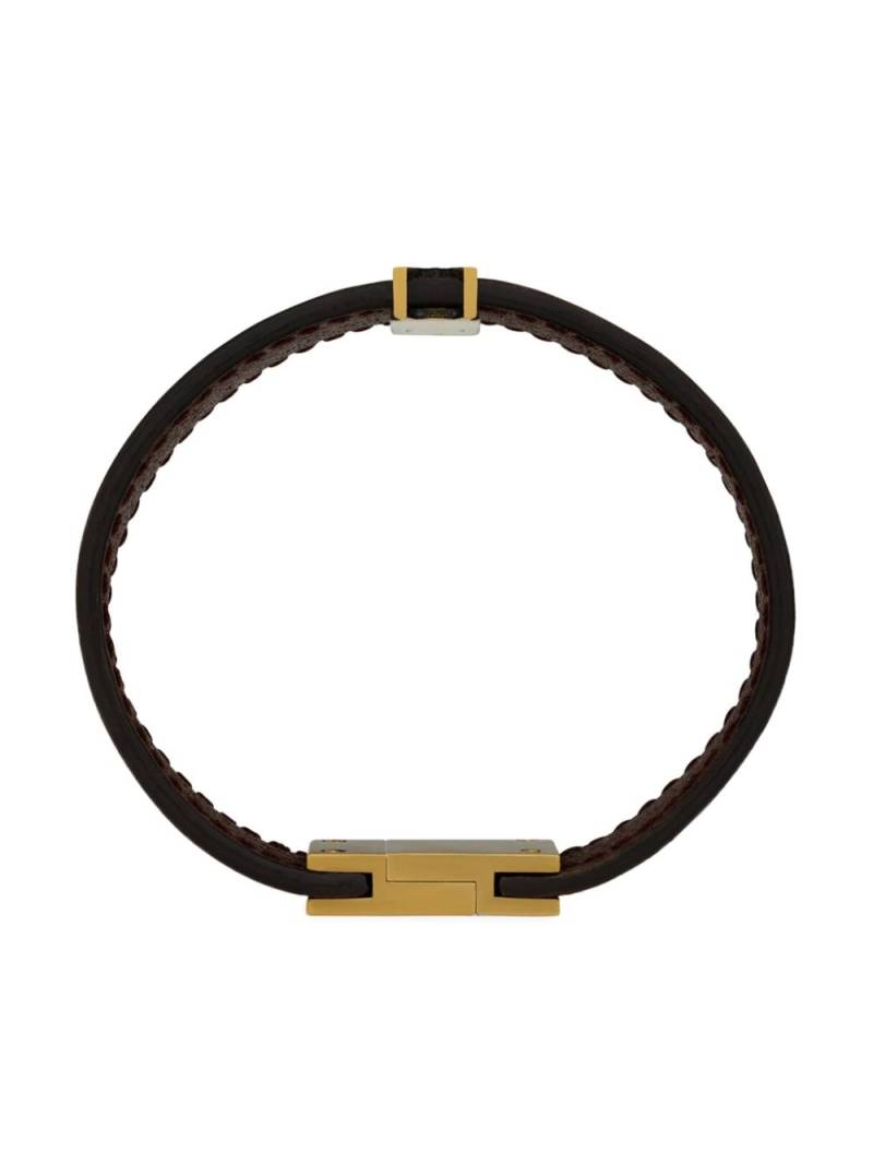 Saint Laurent logo-plaque leather bracelet - Brown von Saint Laurent