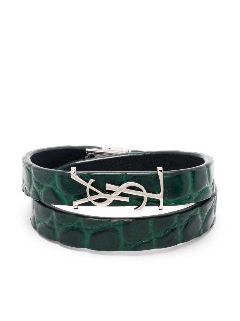 Saint Laurent logo-plaque wrap-around bracelet - Green von Saint Laurent