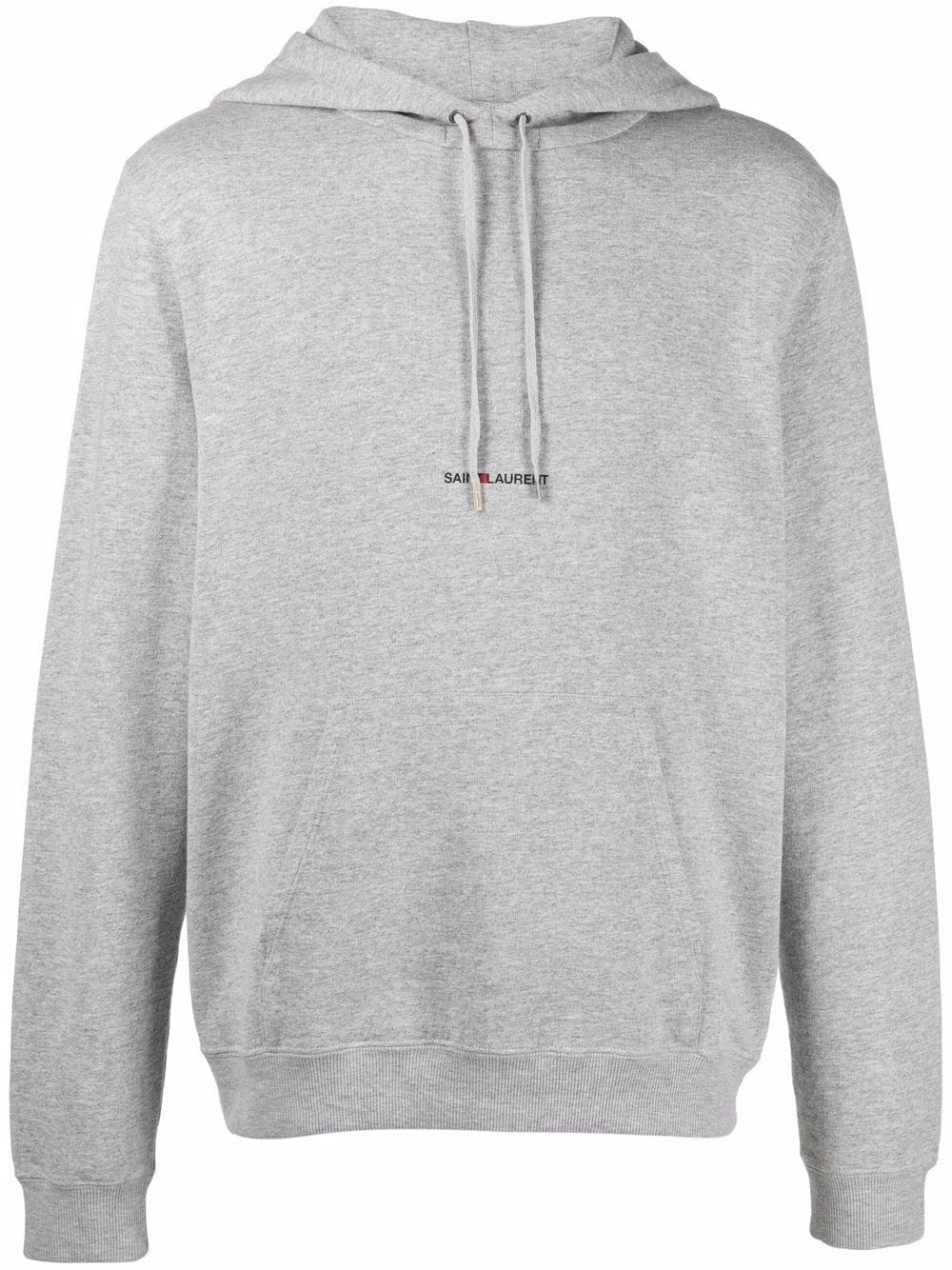 Saint Laurent logo-print drawstring hoodie - Grey von Saint Laurent