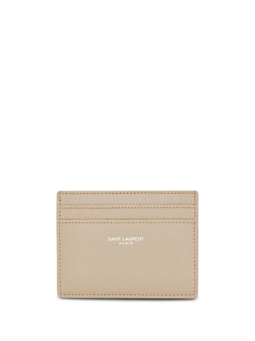 Saint Laurent logo-print leather card holder - Neutrals von Saint Laurent