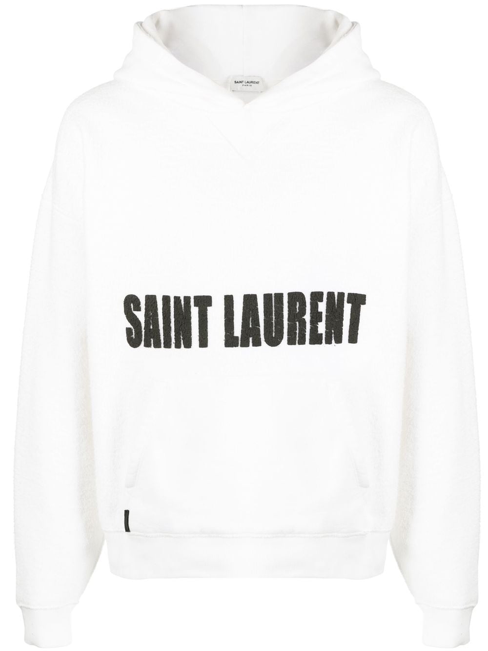 Saint Laurent logo-print textured hoodie - White von Saint Laurent