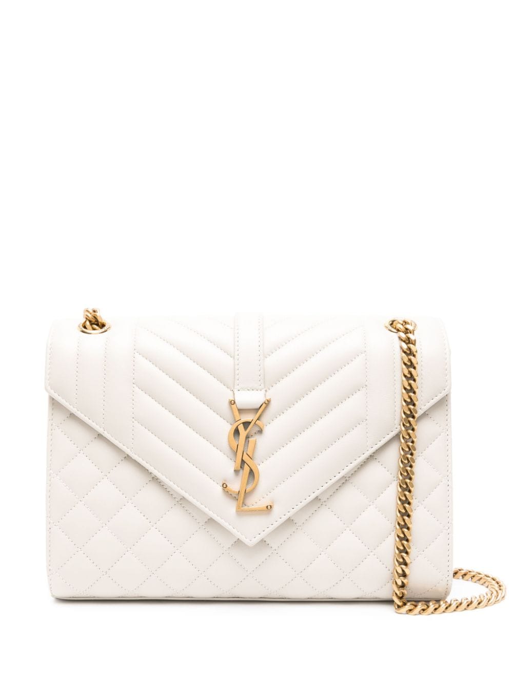 Saint Laurent medium Envelope logo-plaque quilted shoulder bag - Neutrals von Saint Laurent