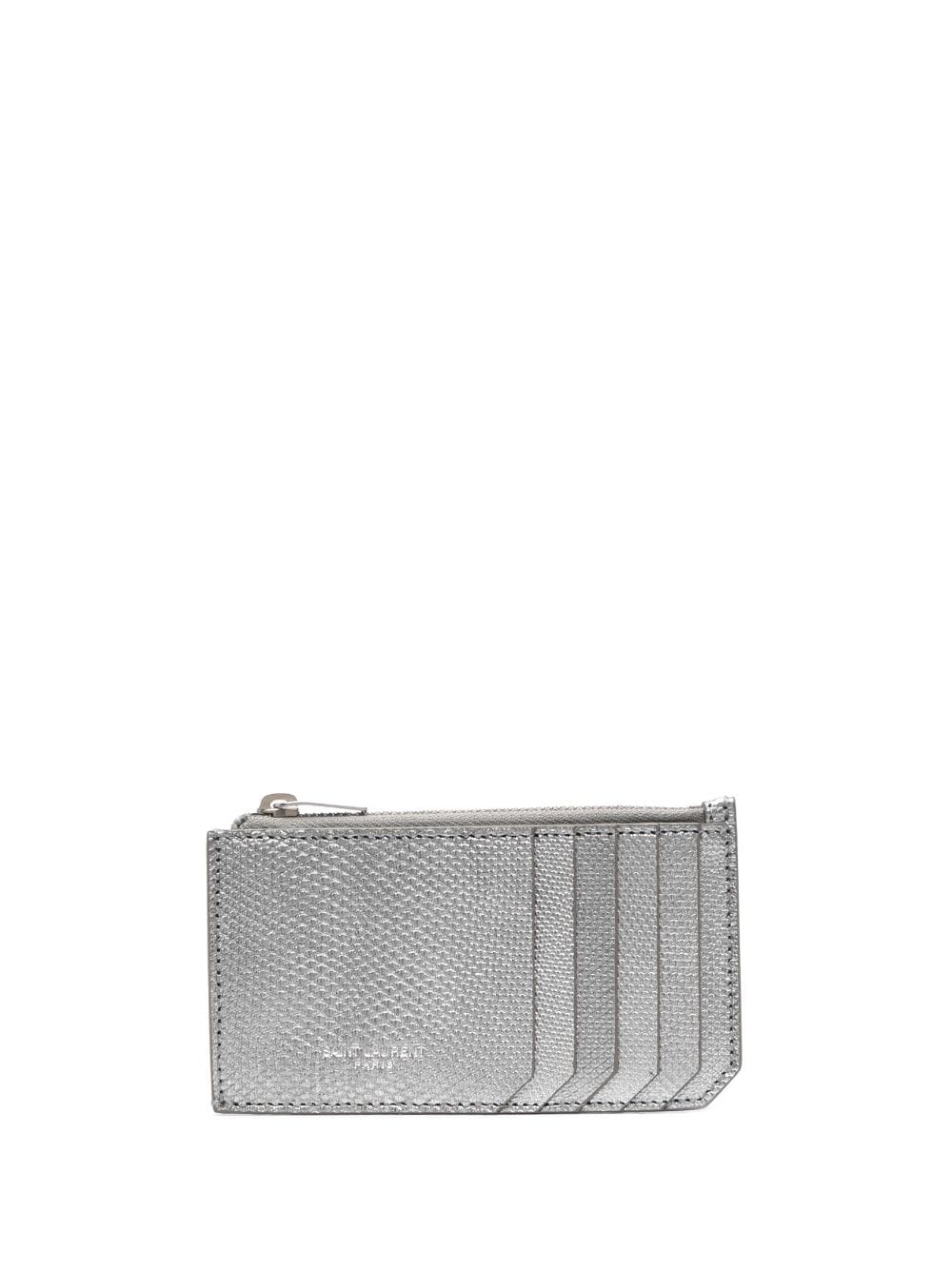 Saint Laurent metallic leather cardholder - Silver von Saint Laurent