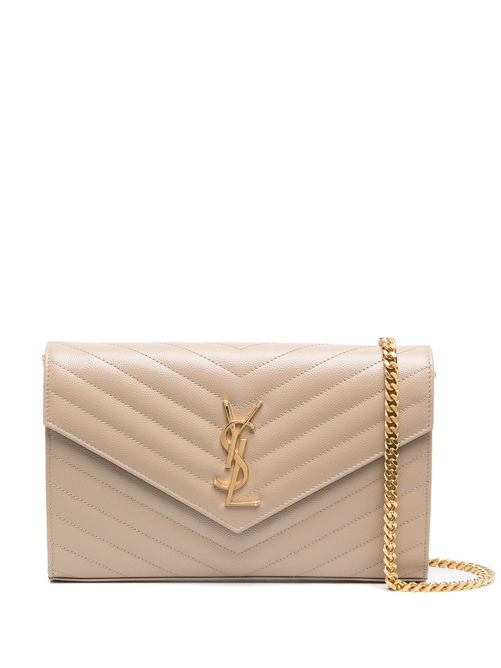 Saint Laurent monogram-plaque quilted shoulder bag - Neutrals von Saint Laurent