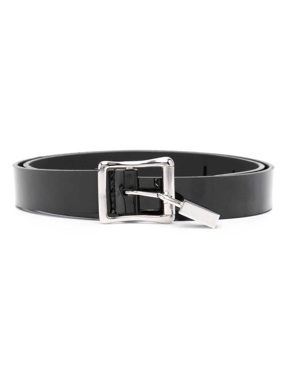 Saint Laurent patent-leather padlock belt - Black von Saint Laurent