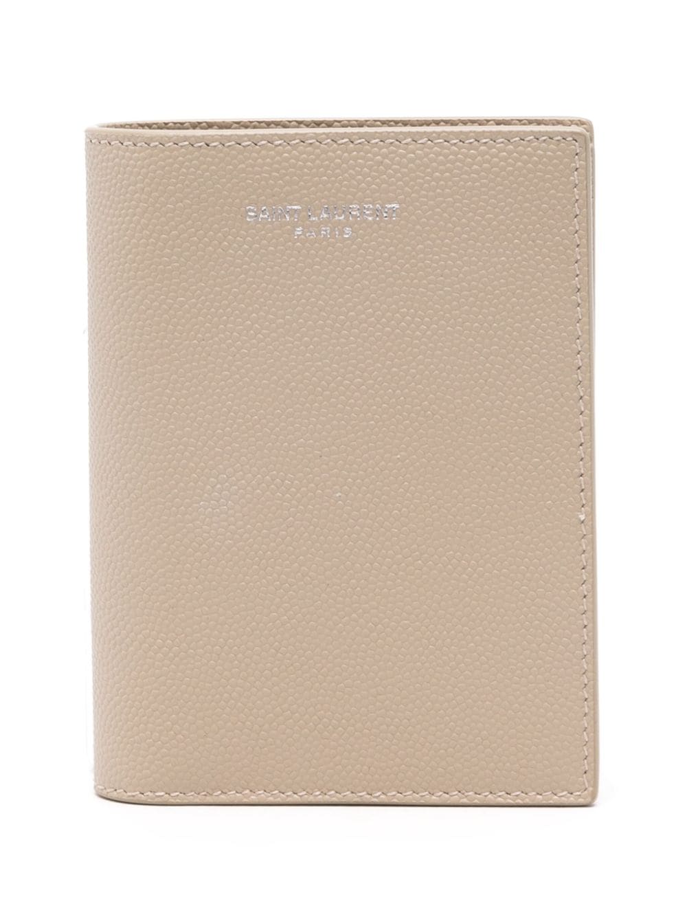 Saint Laurent pebbled-leather bi-fold wallet - Neutrals von Saint Laurent