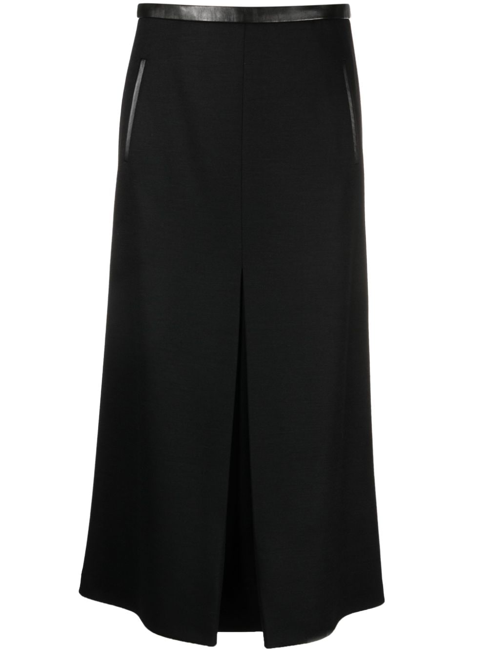 Saint Laurent pleat-detail wool-blend midi skirt - Black von Saint Laurent
