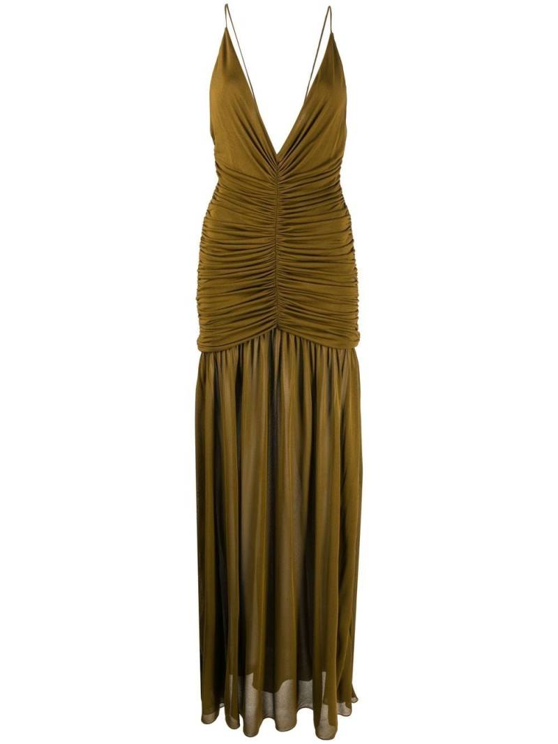 Saint Laurent plunge ruched maxi dress - Green von Saint Laurent