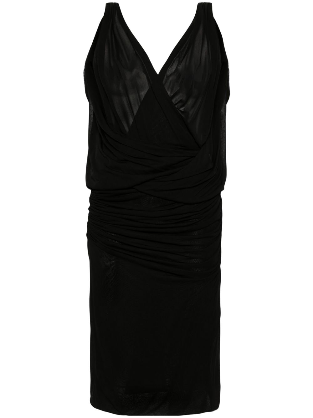 Saint Laurent plunge ruched midi dress - Black von Saint Laurent