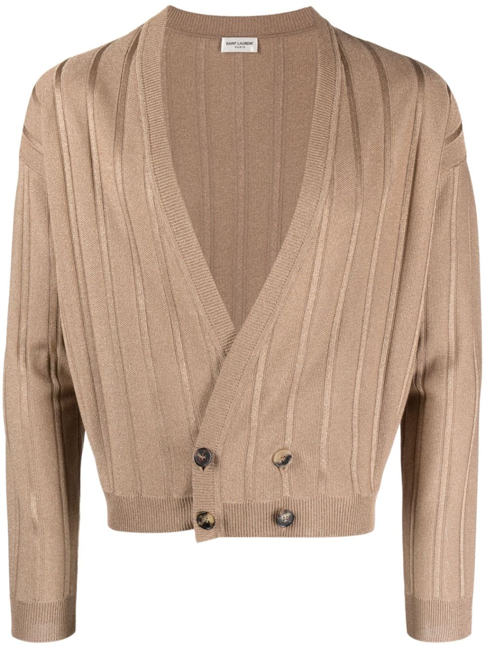 Saint Laurent plunging V-neck cardigan - Brown von Saint Laurent