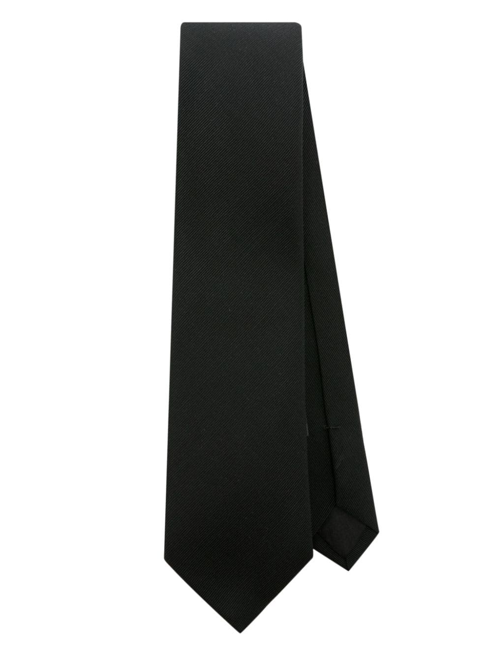 Saint Laurent pointed-tip faille tie - Black von Saint Laurent