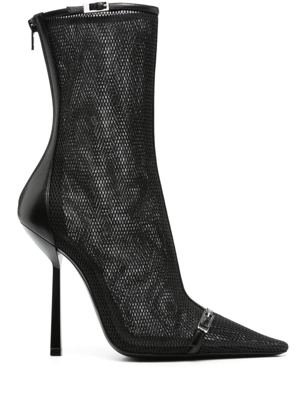 Saint Laurent pointed-toe mesh boots - Black von Saint Laurent