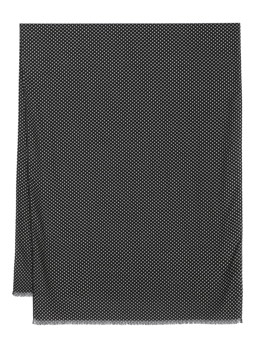 Saint Laurent polka-dot frayed scarf - Black von Saint Laurent