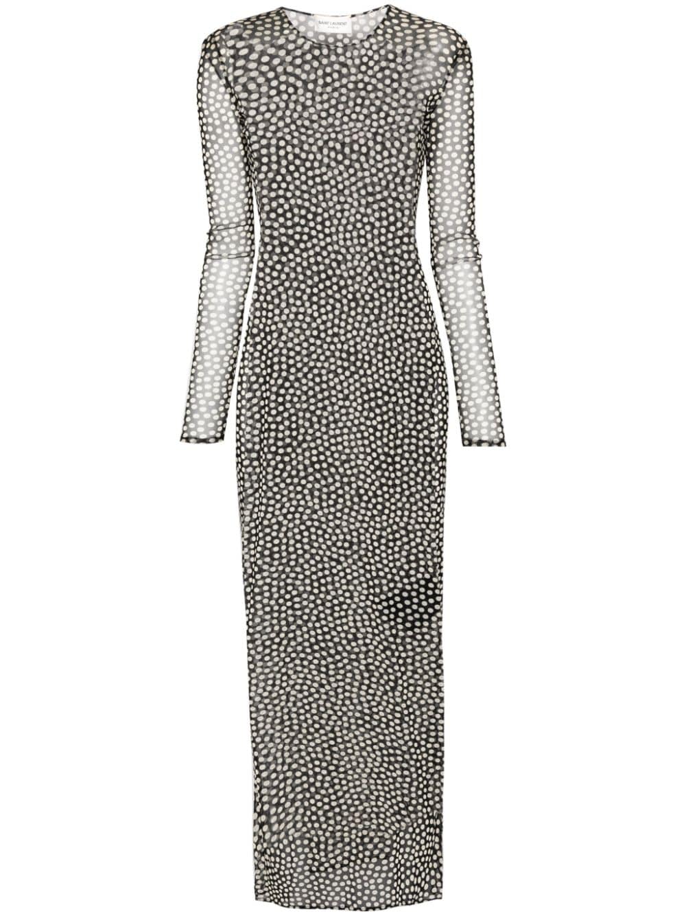 Saint Laurent polka-dot mesh maxi dress - Black von Saint Laurent