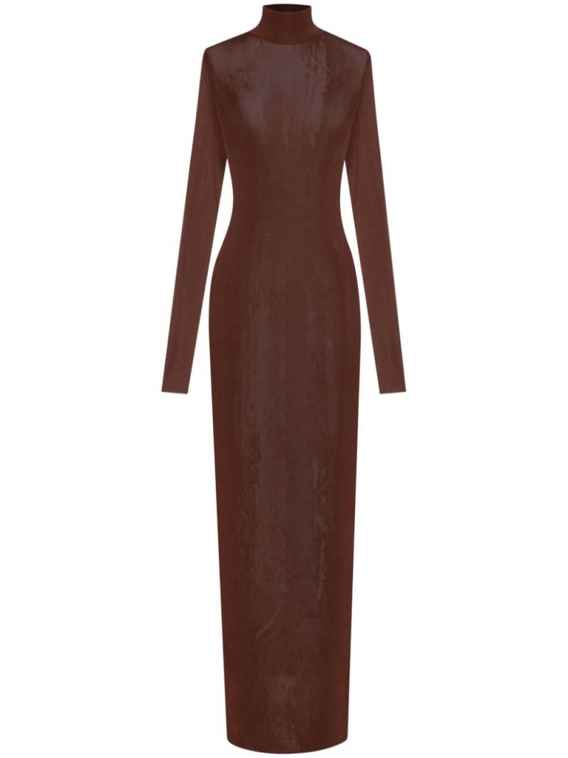 Saint Laurent ribbed-knit long dress - Brown von Saint Laurent