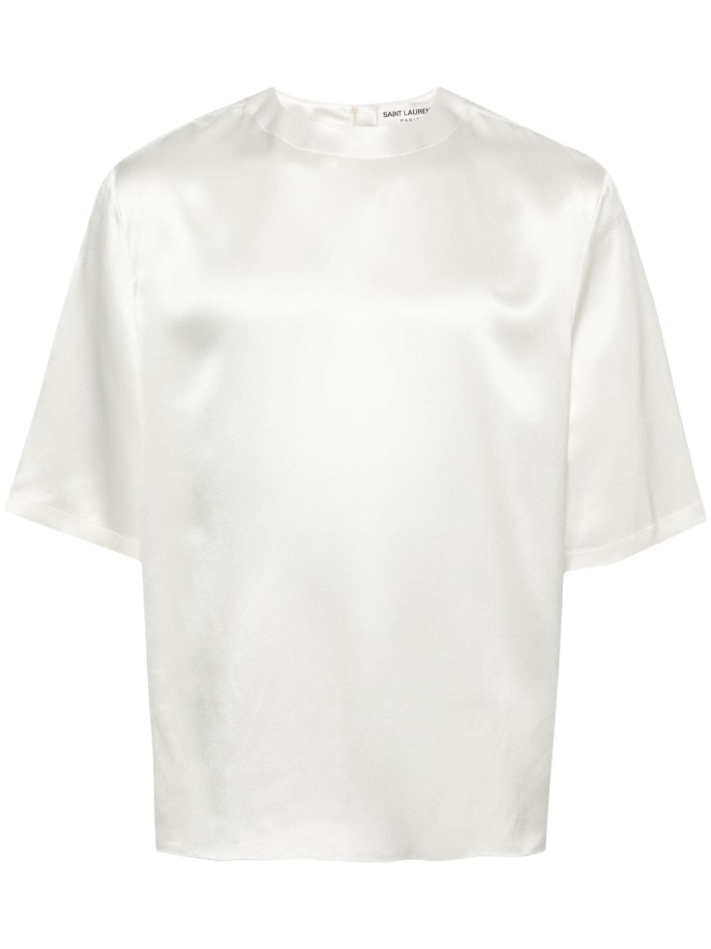 Saint Laurent round-neck silk T-shirt - Neutrals von Saint Laurent