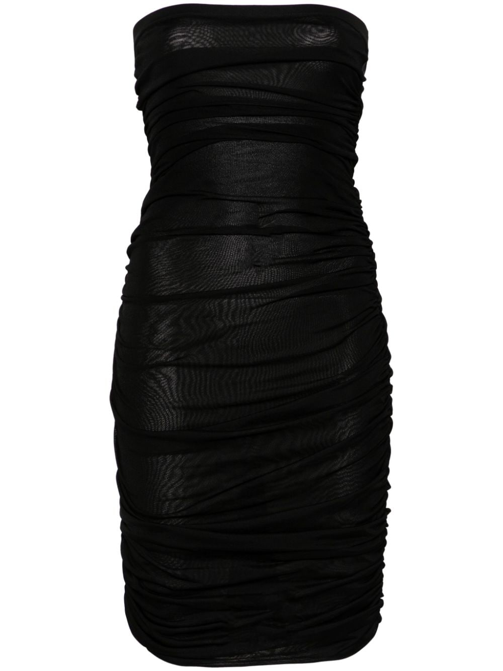 Saint Laurent ruched strapless knitted minidress - Black von Saint Laurent