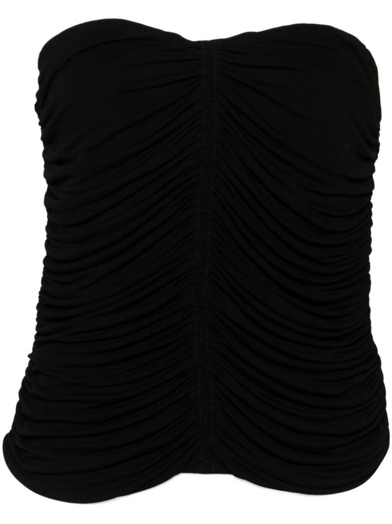 Saint Laurent ruched strapless top - Black von Saint Laurent