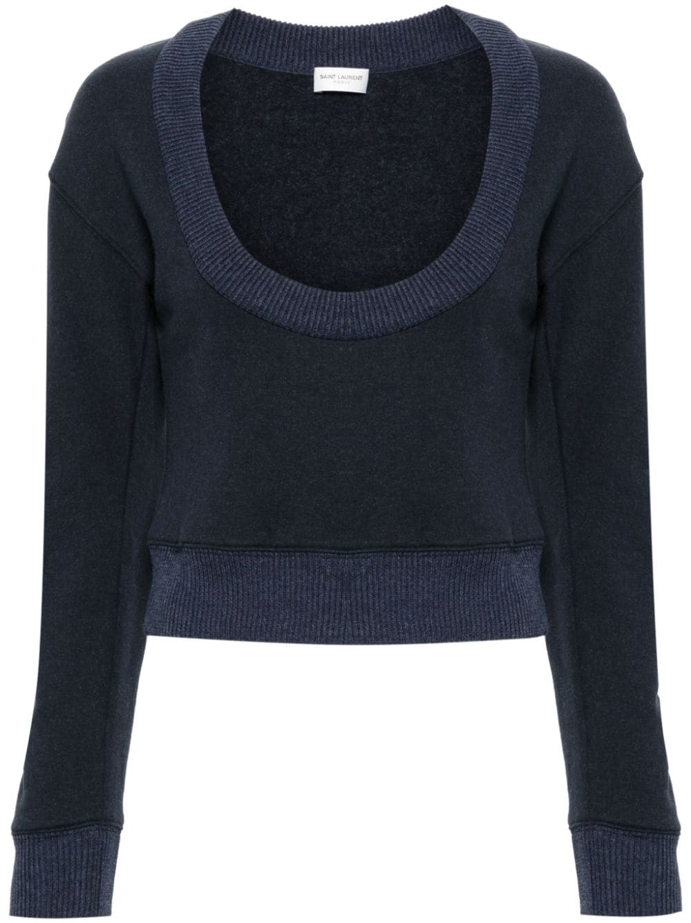 Saint Laurent scoop-neck ribbed-trim sweatshirt - Blue von Saint Laurent