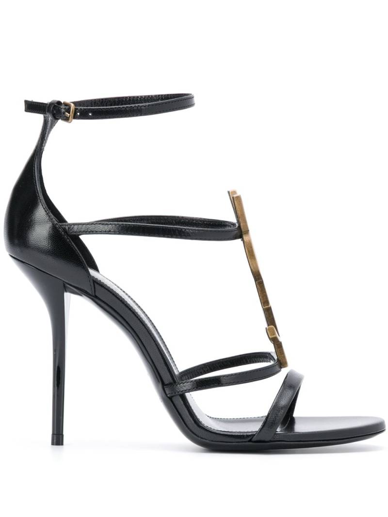 Saint Laurent strappy logo stiletto sandals - Black von Saint Laurent