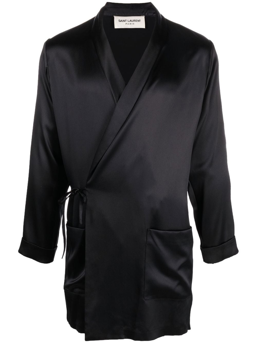 Saint Laurent self-tie wrap coat - Black von Saint Laurent