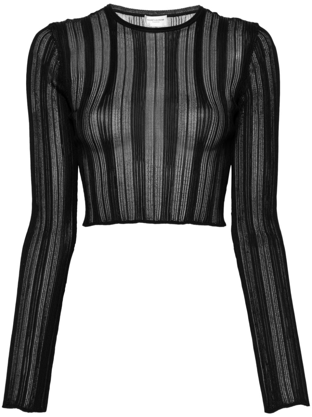 Saint Laurent semi-sheer cropped knitted top - Black von Saint Laurent