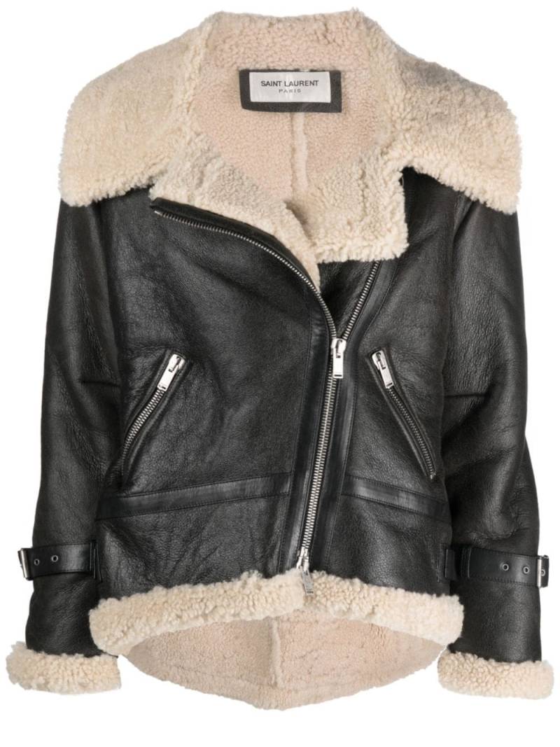 Saint Laurent shearling aviator jacket - Brown von Saint Laurent