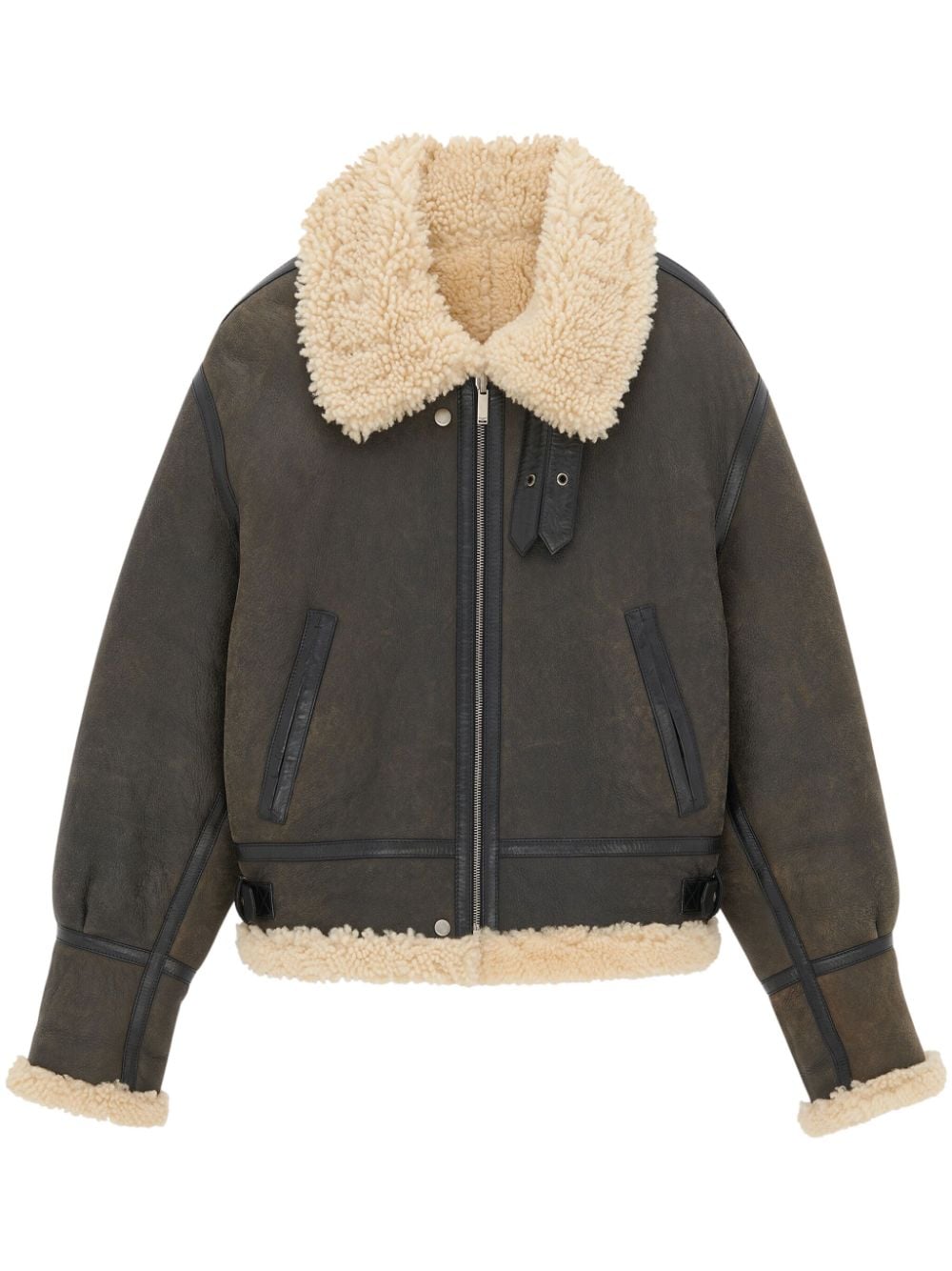 Saint Laurent shearling zip-up jacket - Brown von Saint Laurent