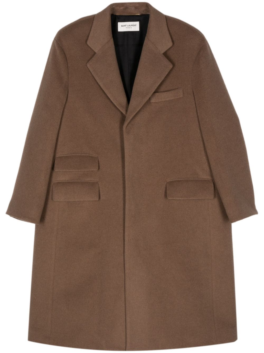 Saint Laurent single-breasted wool long coat - Brown von Saint Laurent