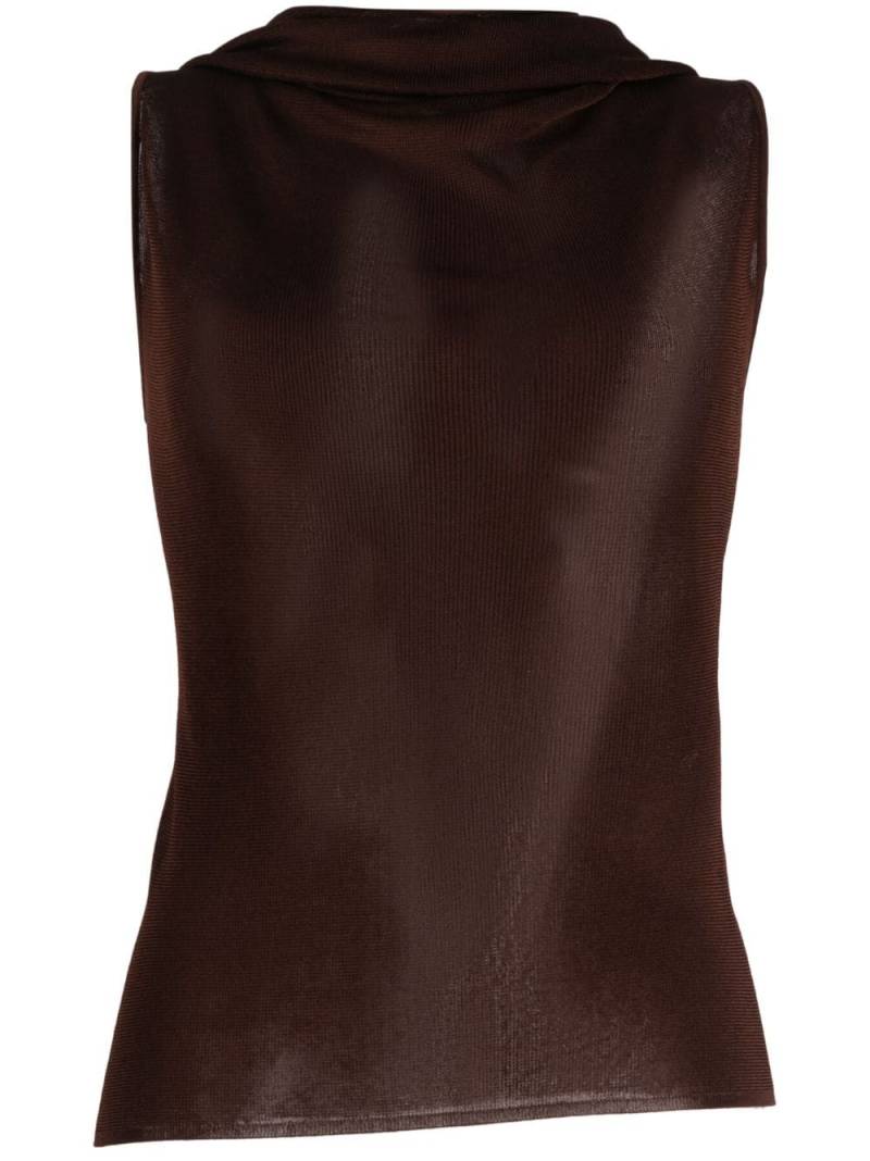 Saint Laurent sleeveless hooded mesh top - Brown von Saint Laurent