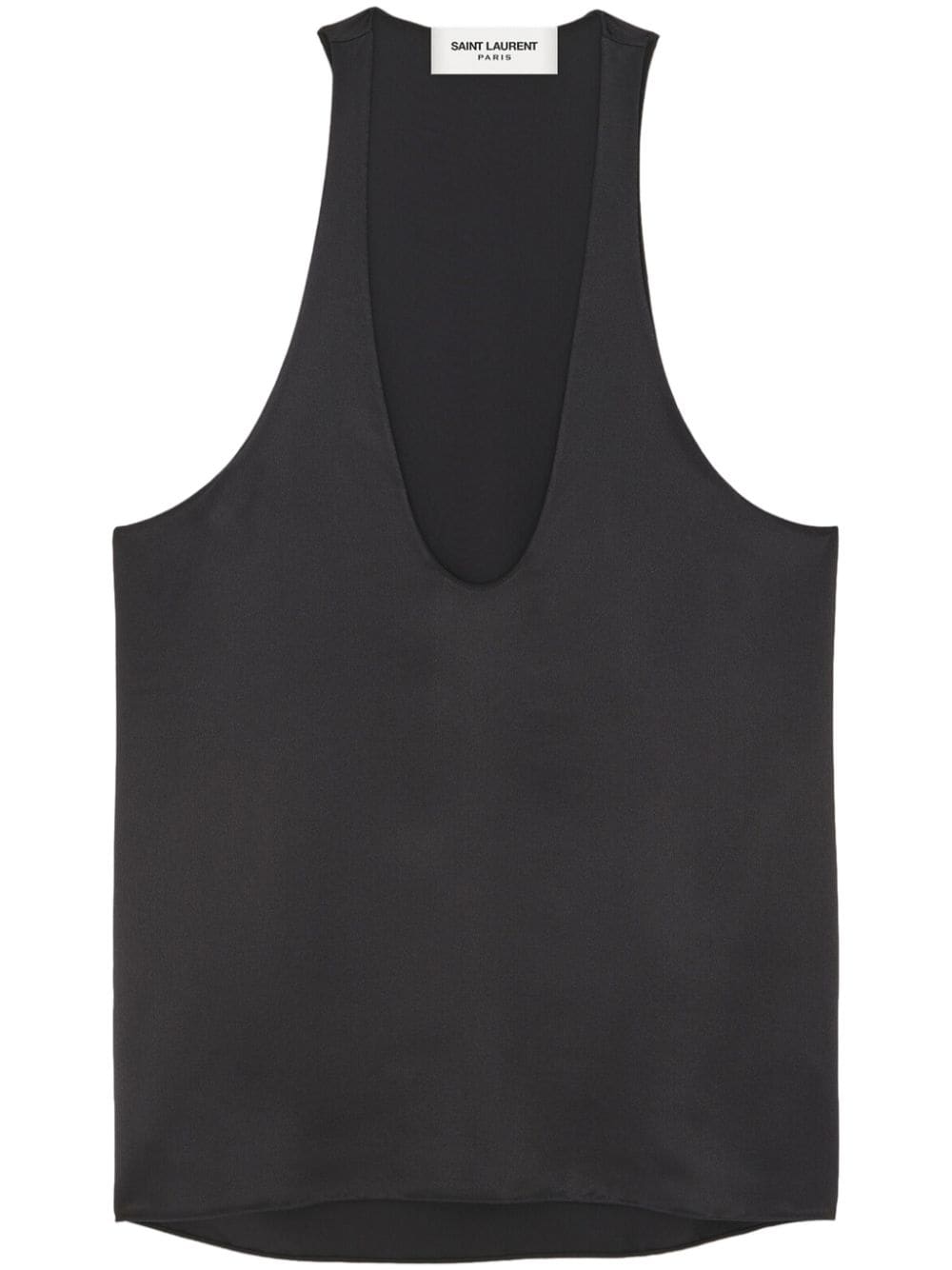 Saint Laurent sleeveless satin-finish silk blouse - Black von Saint Laurent