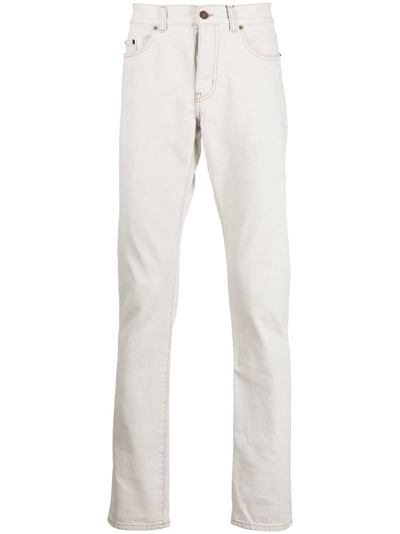 Saint Laurent slim fit contrast stitch jeans - White von Saint Laurent