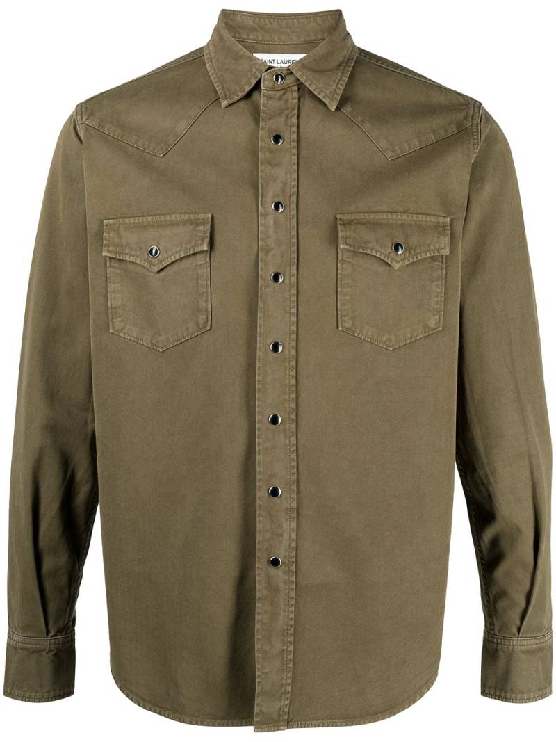 Saint Laurent stonewashed western shirt - Green von Saint Laurent