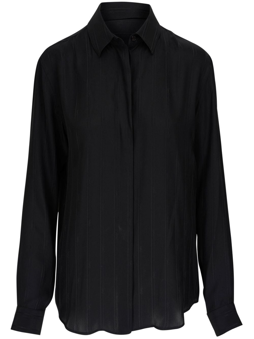 Saint Laurent striped button-up silk shirt - Black von Saint Laurent