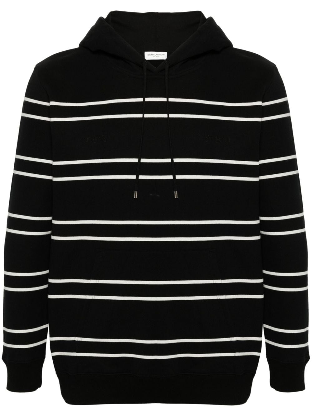 Saint Laurent striped cotton hoodie - Black von Saint Laurent