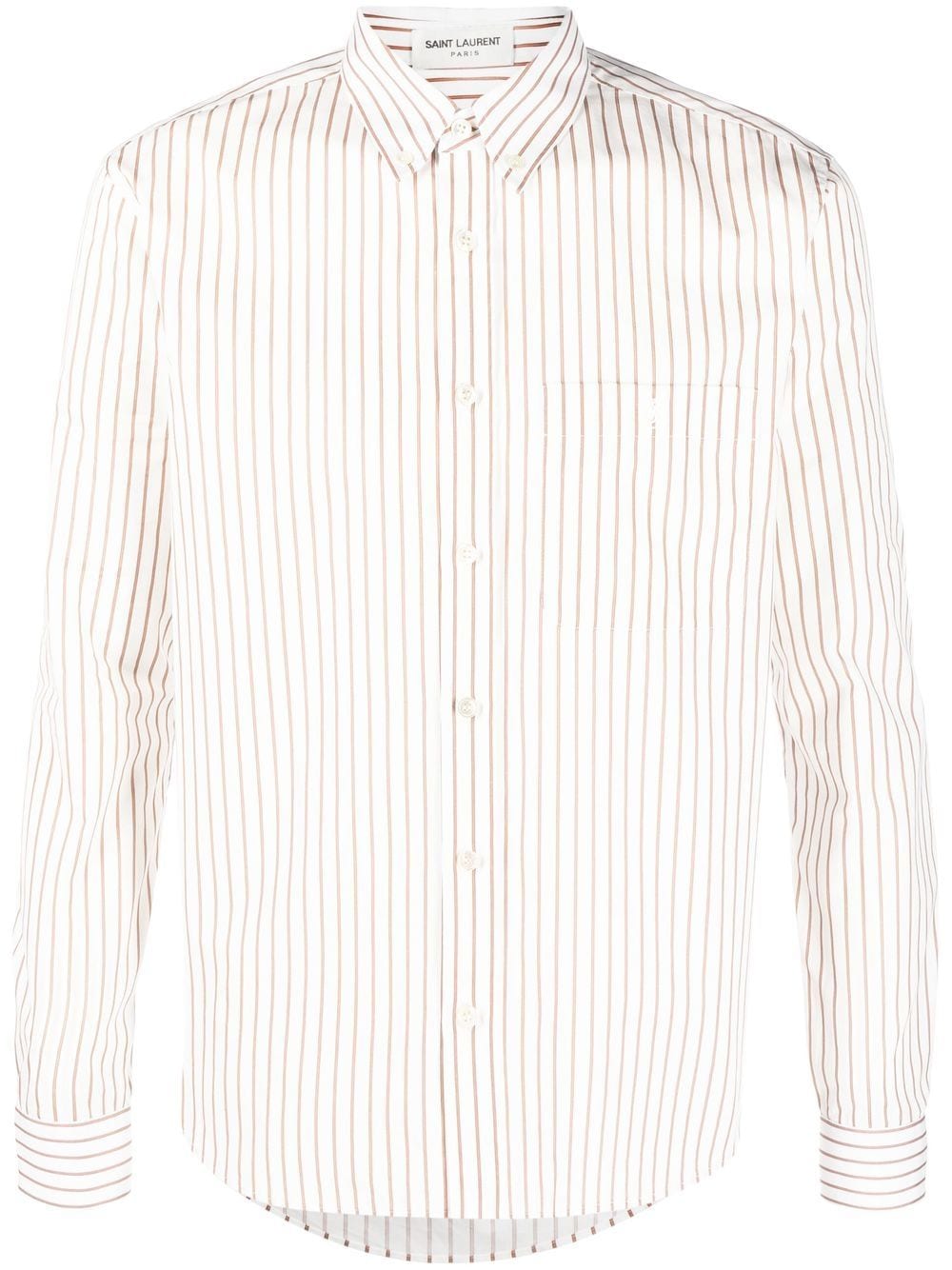 Saint Laurent striped long-sleeve shirt - White von Saint Laurent