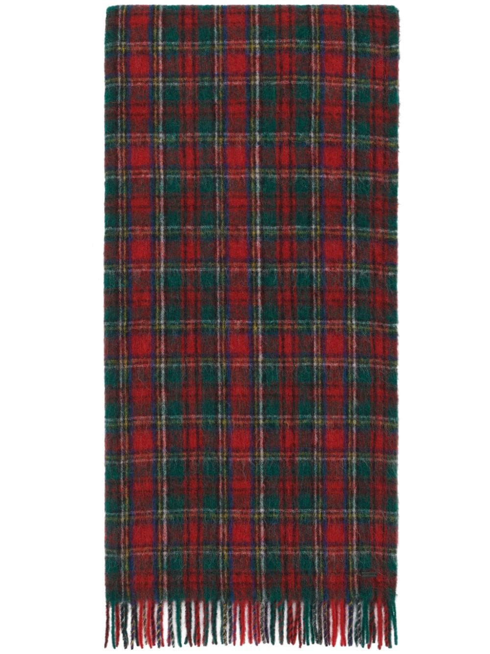 Saint Laurent tartan-check pattern fringe-detailing scarf - Green von Saint Laurent