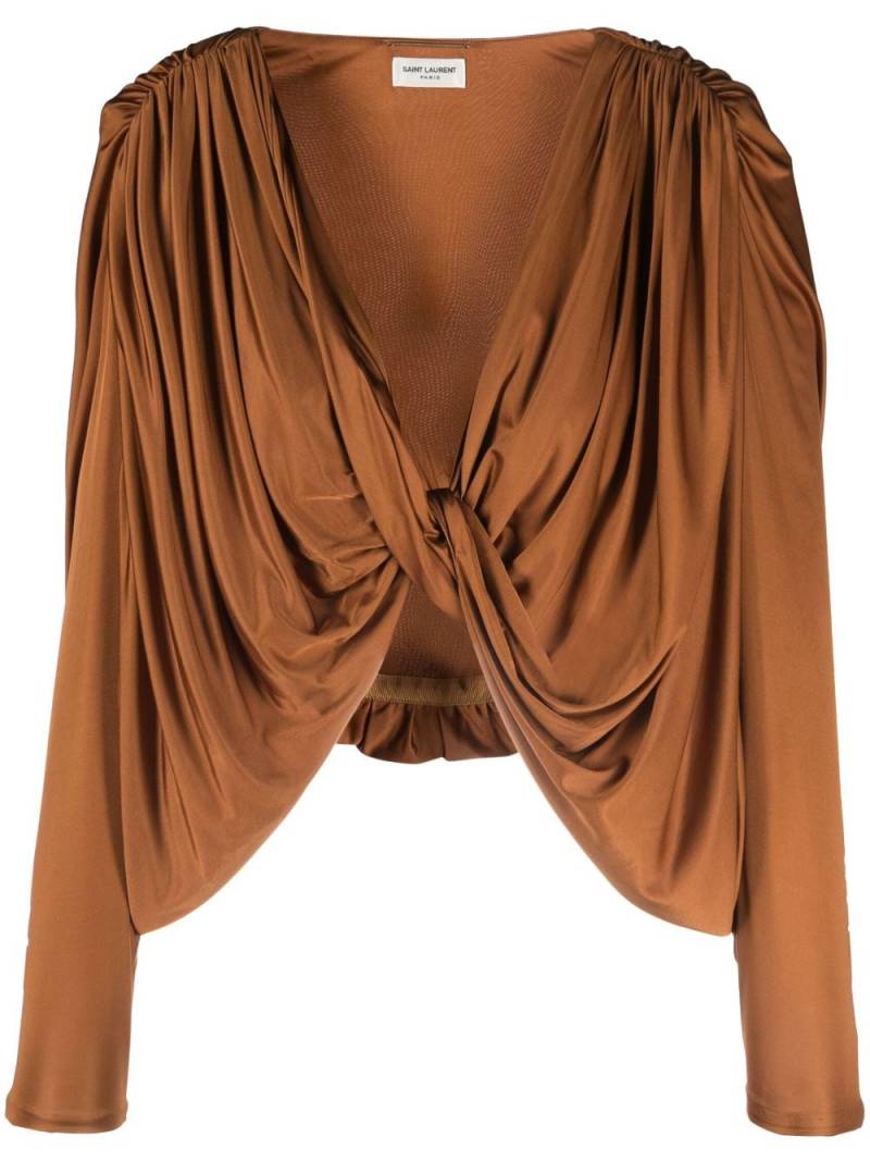 Saint Laurent twist-detail draped top - Brown von Saint Laurent