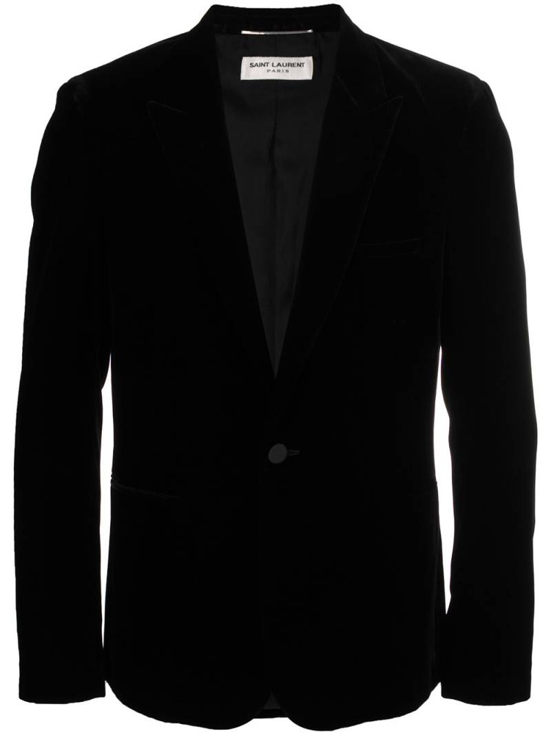 Saint Laurent velvet-effect single-breasted blazer - Black von Saint Laurent