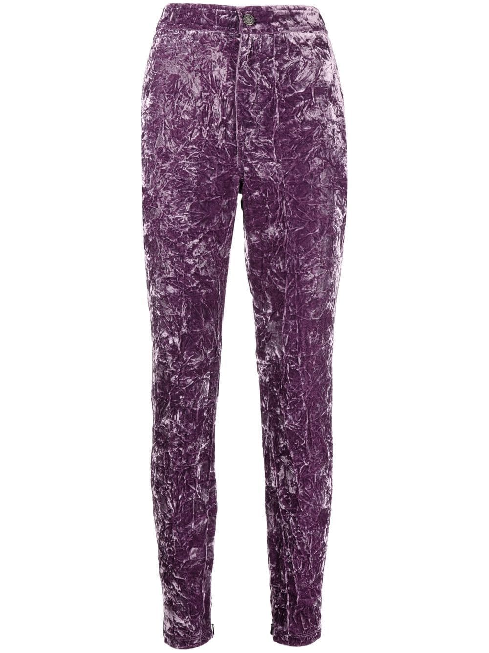 Saint Laurent velvet-effect slim-cut trousers - Purple von Saint Laurent